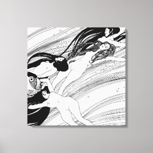 Gustav Klimt - Visbloed Surrealistische Japanse ku Canvas Afdruk