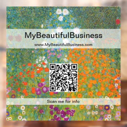 Gustav Klimt - Vloeibare tuin QR-code Raamsticker (Vel 2)