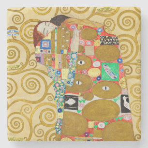 Gustav Klimt Voldaanheid Art Nouveau Koppel Stenen Onderzetter
