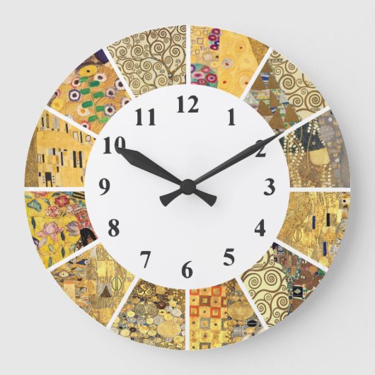 Gustav Klimt Wall Clock - Gold Pattern Art Nouveau Grote Klok (Voorkant)
