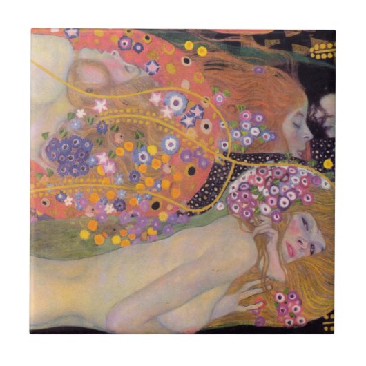 Gustav Klimt - Waterslangen II Tegeltje (Voorkant)