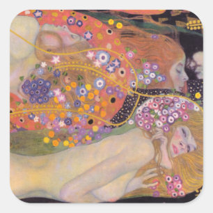 Gustav Klimt - Waterslangen II Vierkante Sticker
