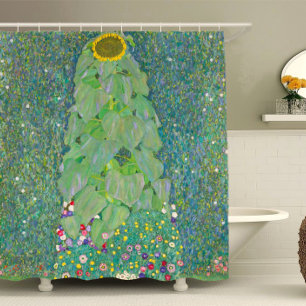 Gustav Klimt Zonnebloem Kunst, Art Nouveau Bloemst Douchegordijn