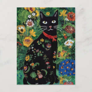 Gustav Klimt Zwarte Kat In Een Bloementuin, Kat Ku Briefkaart