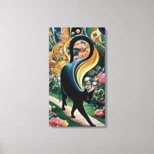 Gustav Klimt Zwarte Kat In Een Bloementuin, Kat Ku Canvas Afdruk
