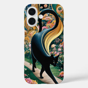 Gustav Klimt Zwarte Kat In Een Bloementuin, Kat Ku iPhone 16 Hoesje
