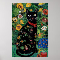 Gustav Klimt Zwarte Kat In Een Bloementuin, Kat Ku