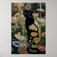 Gustav Klimt Zwarte Kat In Een Bloementuin, Kat Ku