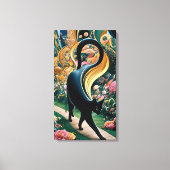 Gustav Klimt Zwarte kat in een bloementuin, katten Canvas Afdruk (Voorkant)