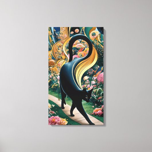 Gustav Klimt Zwarte kat in een bloementuin, katten Canvas Afdruk (Voorkant)