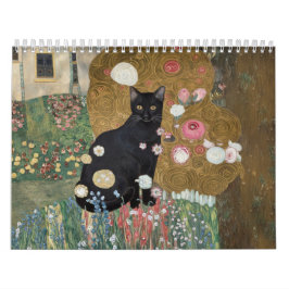 Gustav Klimt Zwarte kat in een bloementuin, katten Kalender