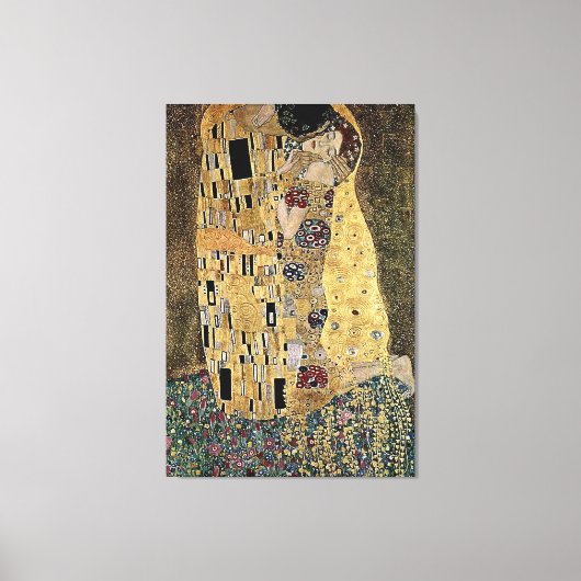 Gustav Klimt's The Kiss (circa 1908) Canvas Afdruk (Voorkant)