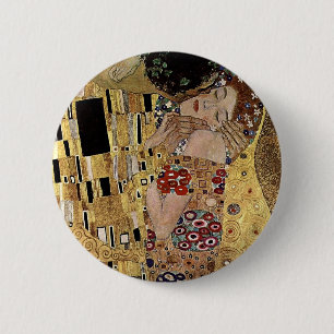 Gustav Klimt's The Kiss Detail (circa 1908) Ronde Button 5,7 Cm