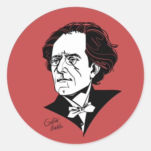 Gustav Mahler Ronde Sticker (Voorkant)