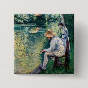 Gustave Caillebotte - Angling Vierkante Button 5,1 Cm