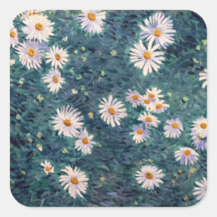 Gustave Caillebotte - Bed of Daisies, Detail Vierkante Sticker