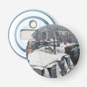 Gustave Caillebotte - Daken in de Sneeuw Button Flesopener