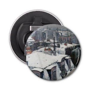 Gustave Caillebotte - Dakpannen in de sneeuw Button Flesopener