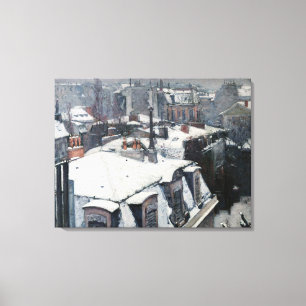 Gustave Caillebotte - Dakpannen in de sneeuw Canvas Afdruk
