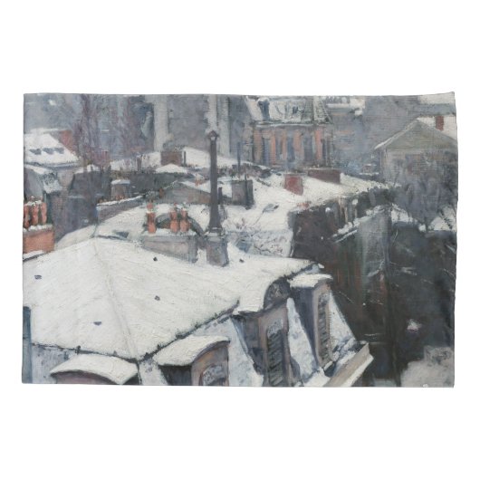 Gustave Caillebotte - Dakpannen in de sneeuw Kussensloop (Achterkant)