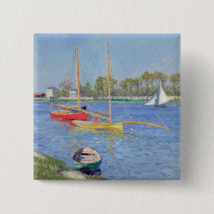 Gustave Caillebotte - De Seine bij Argenteuil Vierkante Button 5,1 Cm