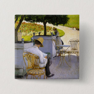 Gustave Caillebotte - De Sinaasappelbomen Vierkante Button 5,1 Cm