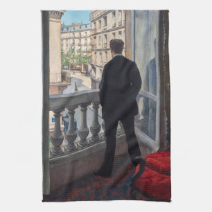 Gustave Caillebotte - Jongeman bij zijn raam Theedoek
