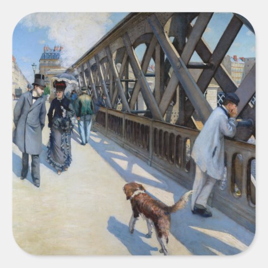 Gustave Caillebotte - Le Pont de l'Europe Vierkante Sticker (Voorkant)