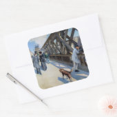 Gustave Caillebotte - Le Pont de l'Europe Vierkante Sticker (Envelop)