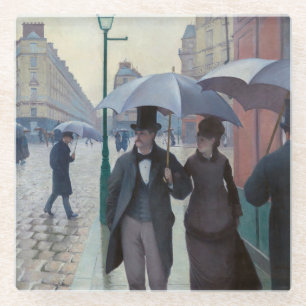 Gustave Caillebotte - Parijse straat; Regenachtige Glazen Onderzetter