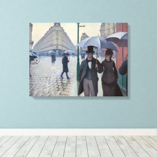 Gustave Caillebotte - Paris Street; Rainy Day Canvas Afdruk (Insitu (Houten vloer))