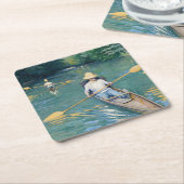 Gustave Caillebotte - Skiffs on the Yerres Vierkante Kartonnen Onderzetter (Schuin)