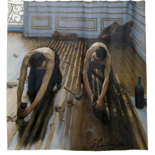 Gustave Caillebotte - The Floor Scrapers Douchegordijn (Voorkant)
