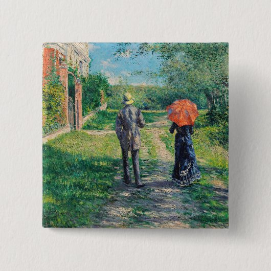 Gustave Caillebotte - The Path Uphill Vierkante Button 5,1 Cm (Voorkant)