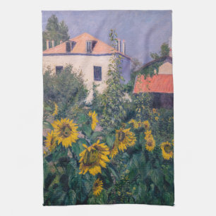 Gustave Caillebotte - Zonnebloemen, tuin Theedoek