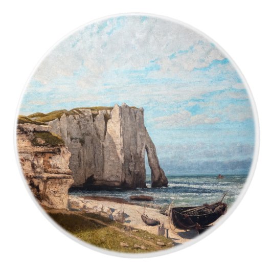 Gustave Courbet - Cliffs at Etretat after Storm Keramische Knop (Voorkant)