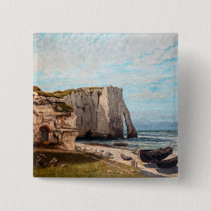 Gustave Courbet - Cliffs at Etretat after Storm Vierkante Button 5,1 Cm