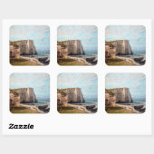 Gustave Courbet - Cliffs at Etretat after Storm Vierkante Sticker (Vel)