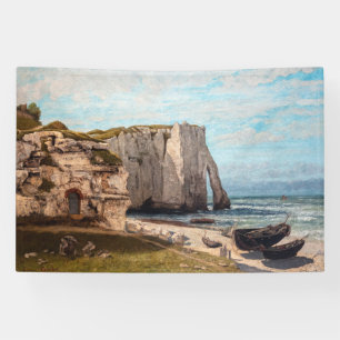 Gustave Courbet - Kliffen bij Etretat na storm Spandoek