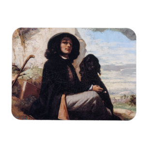 Gustave Courbet - Self-Portret met een zwarte hond Magneet