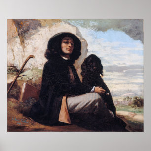 Gustave Courbet - Self-Portret met een zwarte hond Poster