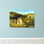 Gustave Courbet Young Dames in het dorp Canvas Afdruk (Insitu (Houten vloer))