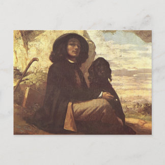 Gustave Courbet - Zelfportret met een zwarte hond Briefkaart
