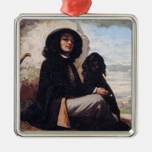 Gustave Courbet - Zelfportret met een zwarte hond Metalen Ornament
