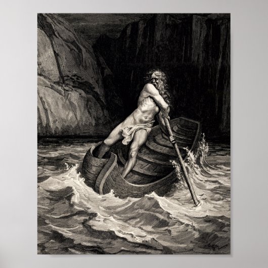 Gustave Doré - Caron Rowing/Dante's Inferno Poster (Voorkant)