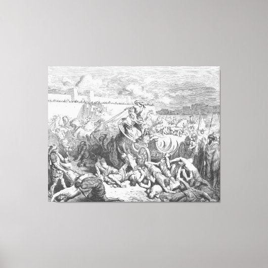 Gustave Doré - David Attacks the Ammonites Canvas Afdruk (Voorkant)