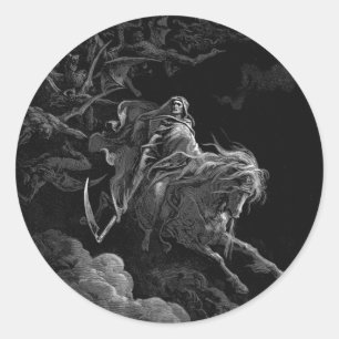 Gustave Dore - Dood op het Bleke paard Ronde Sticker