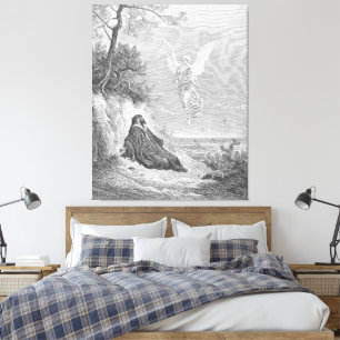 Gustave Doré - Elia wordt gevoed door een engel Canvas Afdruk