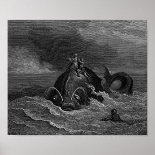 Gustave Dore Engraving Zee Monster Poster