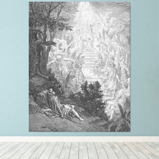 Gustave Doré - Jacob's Dream Canvas Afdruk (Insitu (Houten vloer))